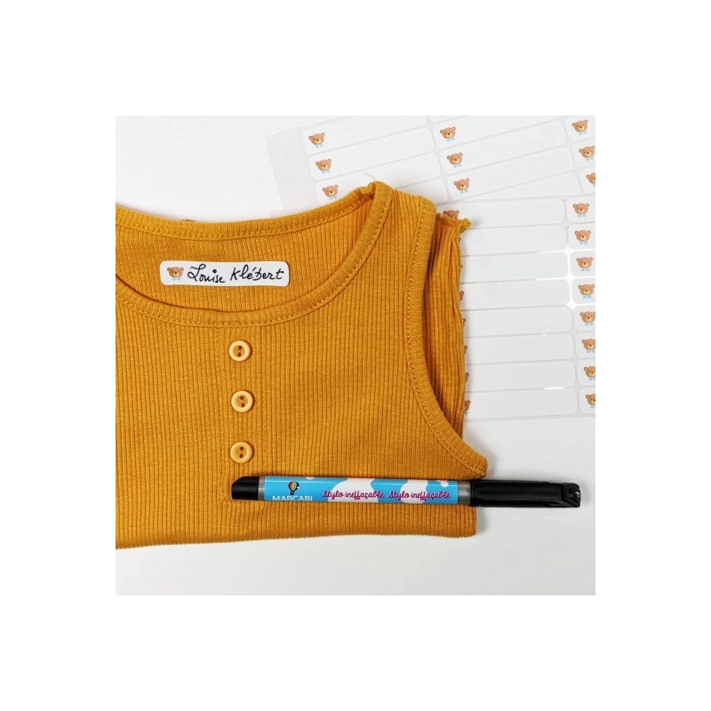 Kit de marquage textile avec feutre indélébile pour tissu et étiquettes  vierges thermocollantes 50 Labels and Pilot Pen : : Fournitures de  bureau