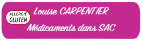 exemple d'étiquette allergie gluten personnalisée et avec contact téléphonique pour la sécurité santé enfant senior 