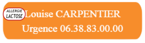 étiquette allergie au lactose pour le marquage personnalisé santé des vêtements et objets. Etiquette thermocollante vêtement et autocollant sticker objets pour sécurité en collectivité des enfants et seniors