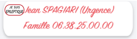 étiquette pour épileptique avec personnalisation pour le marquage des vetements et objets pour enfant et senior en collectivité crèche école