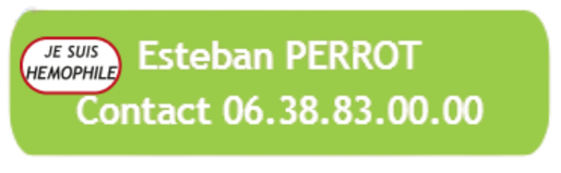 étiquette pour hémophile à personnaliser pour le marquage santé et sécurité en collectivité des vêtements et des objets des enfants et seniors. Avec contact téléphone à prévenir. 