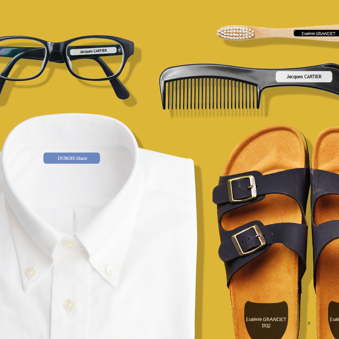 marquage de vetements et objets avec des etiquettes personnalisees pour preparer un trousseau d'entree en Ehpad